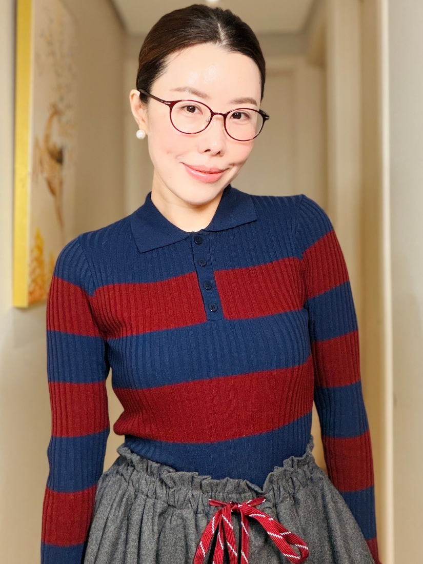 Elsie 橫條羅紋POLO針織衫 [ 4色 / Free ]