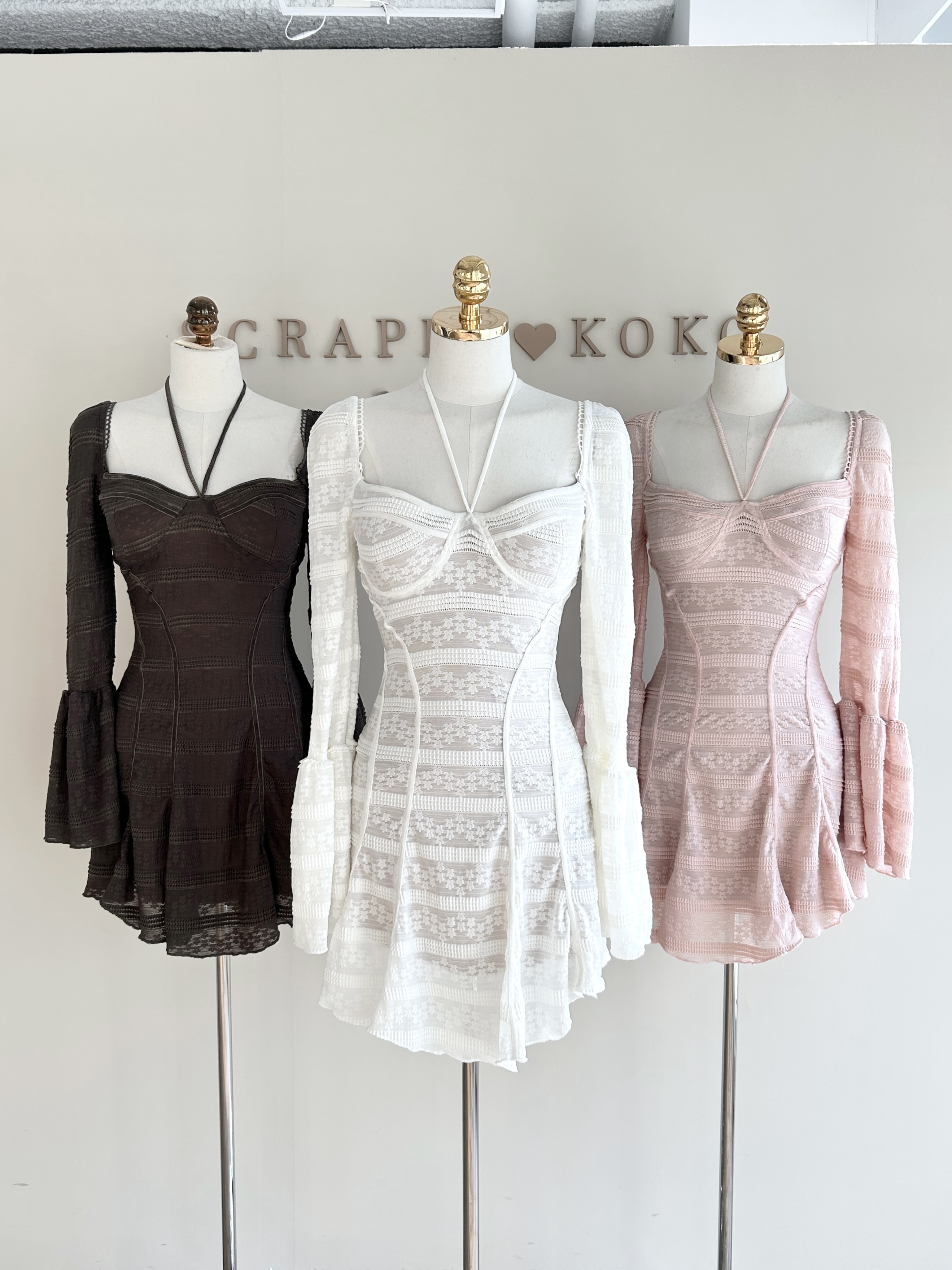 Camellia 山茶花 彈性長袖顯瘦洋裝