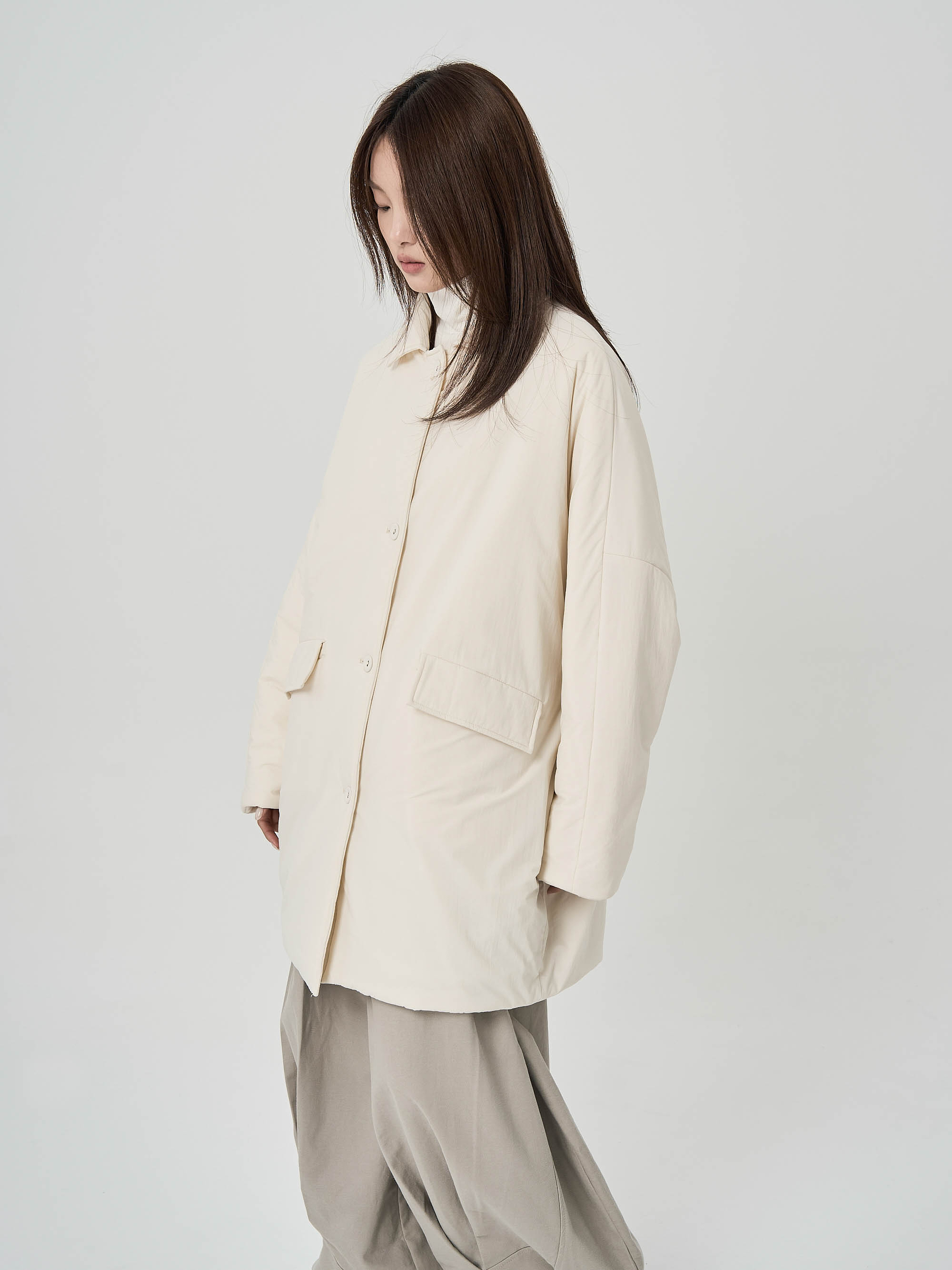 鋪棉休閒西裝外套-白
