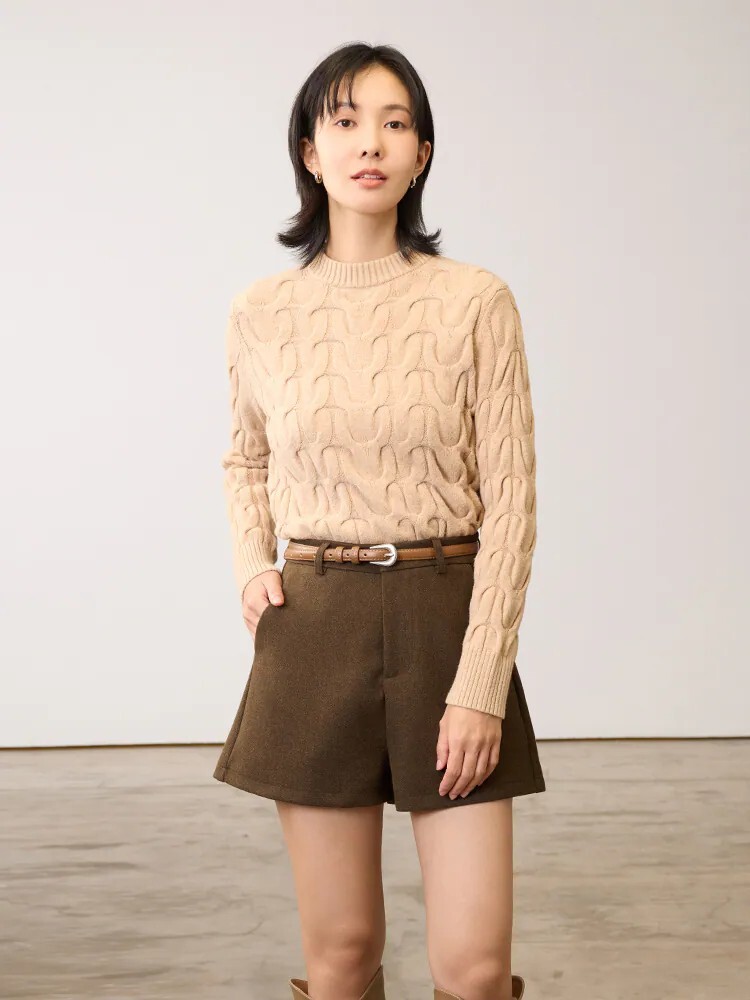 2603 柔舒麻花針織上衣（23%包芯紗）