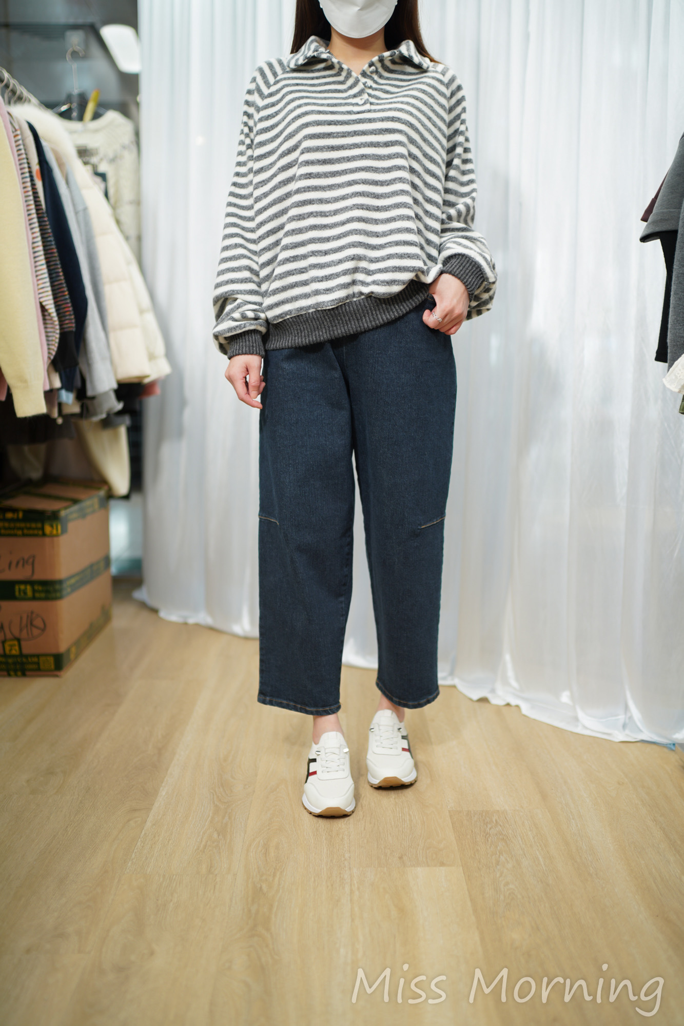 毛巾料清新條子衫(15027)