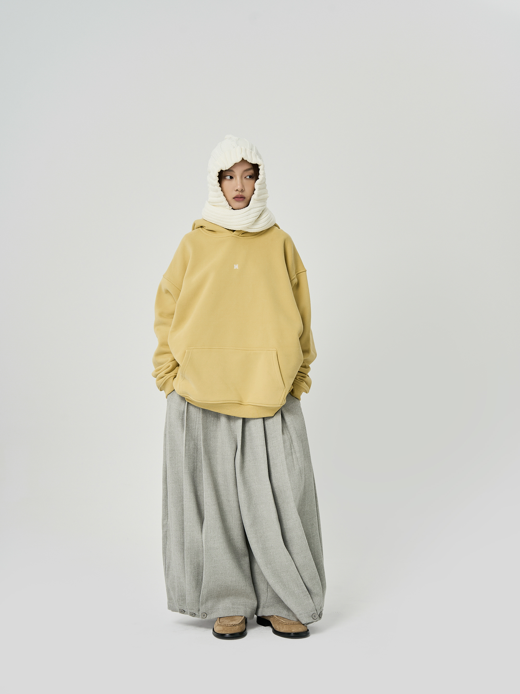 結構式針織頭套-白