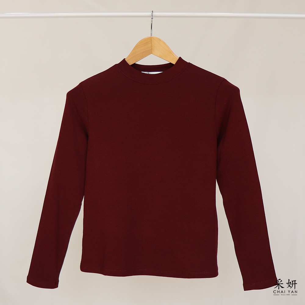 素色微絨長袖上衣