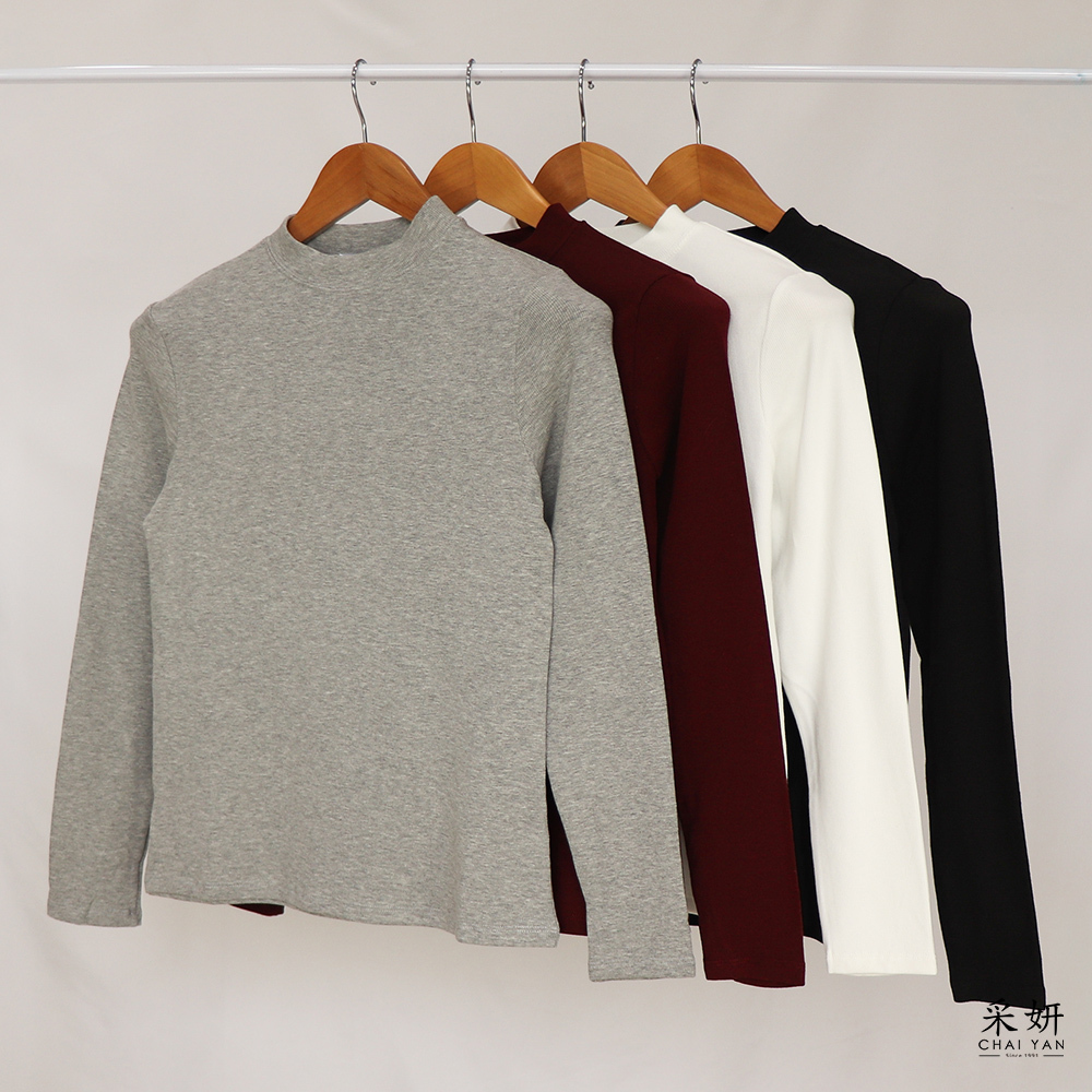 素色微絨長袖上衣