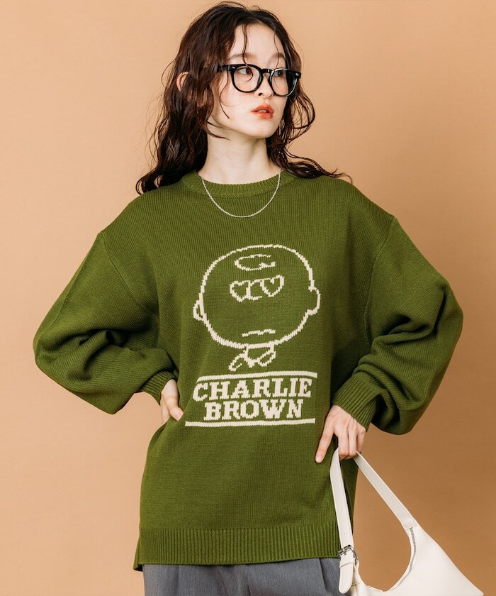 限時特價預購┃FREAK'S STORE X PEANUTS 聯名 查理布朗 史努比 寬鬆圓領針織衫