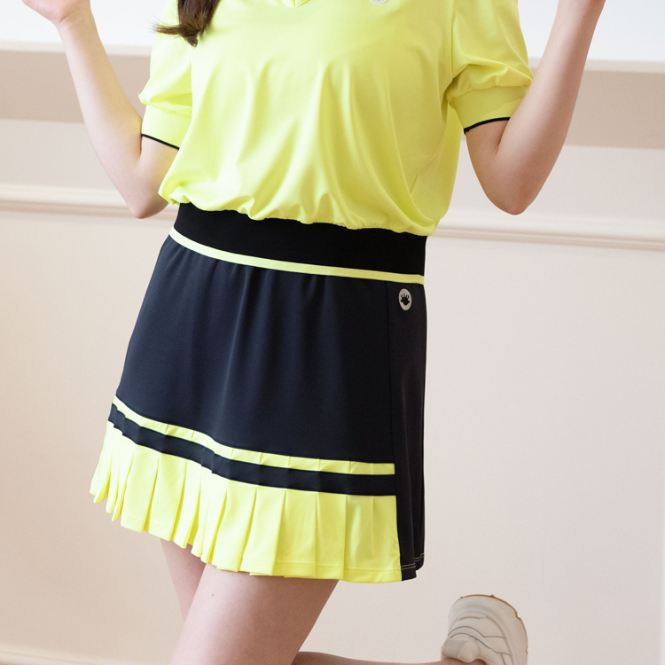 Colour block pleated skirt