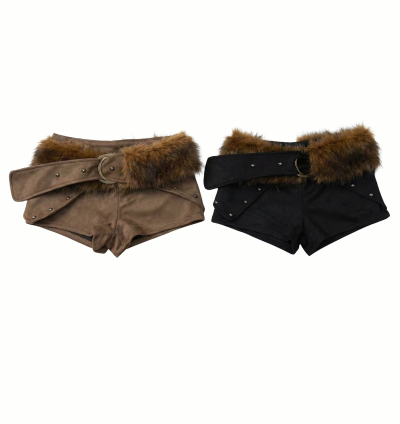 毛邊麂皮短褲(附皮帶)