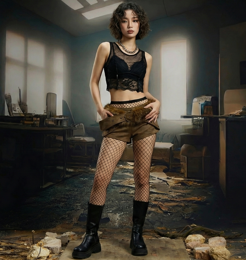 毛邊麂皮短褲(附皮帶)