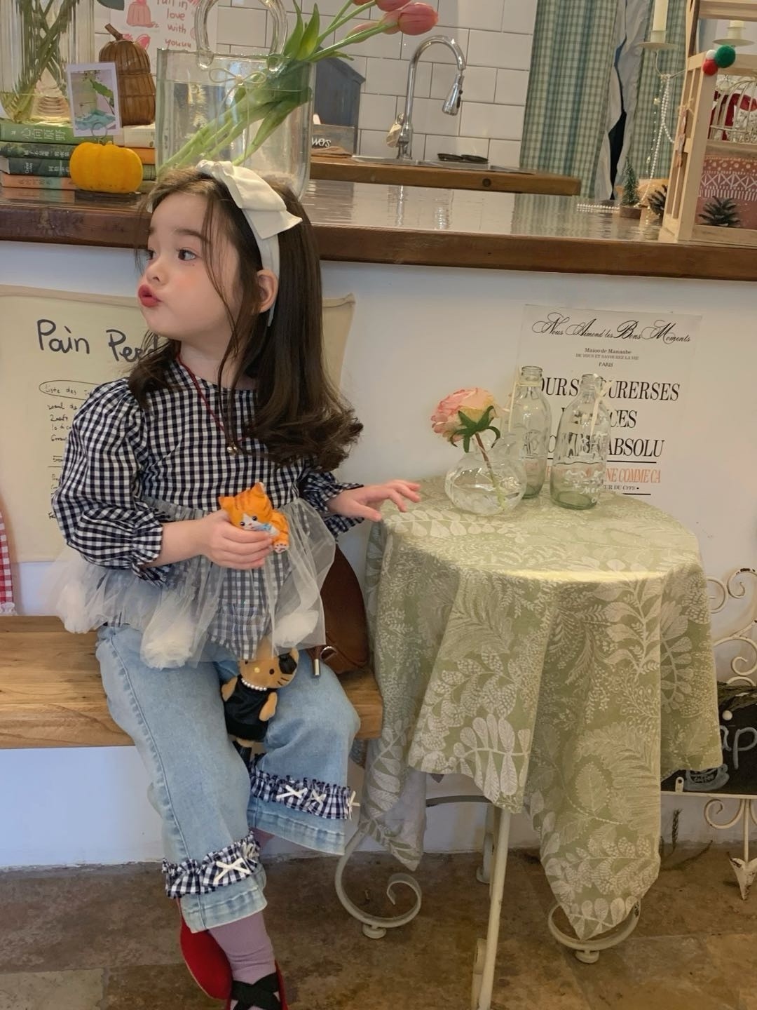 小格子網紗上衣