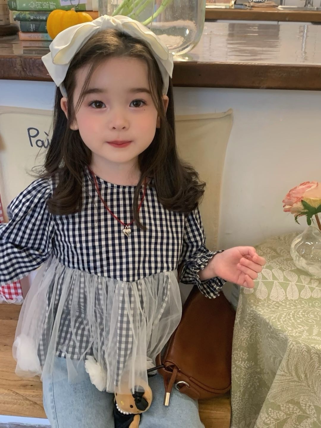 小格子網紗上衣