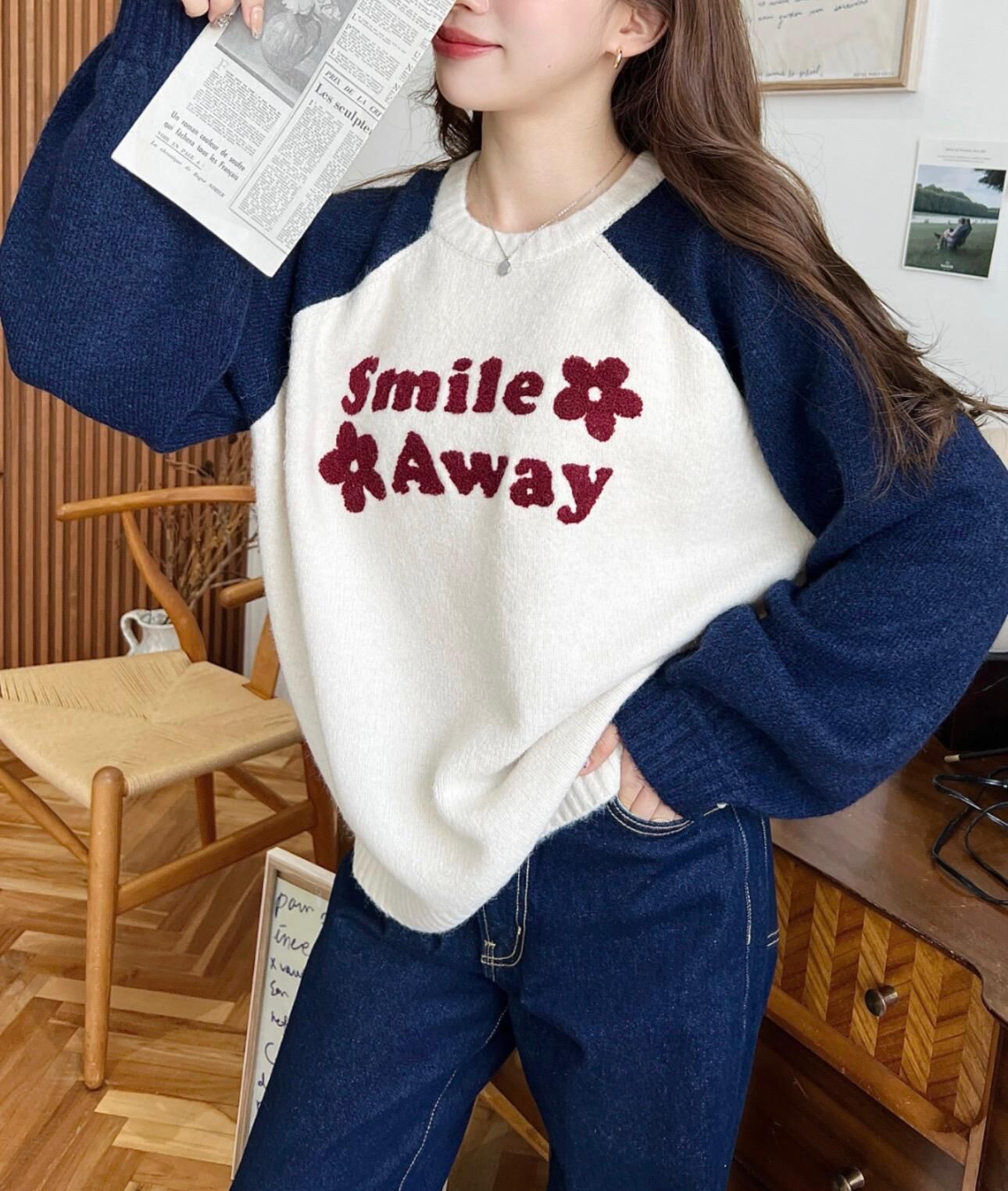 【預購】JN010904 LOULOU select 插肩袖撞色logo針織衛衣