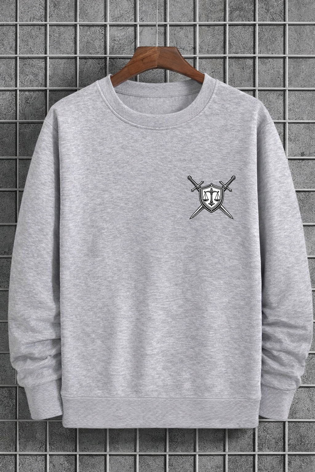 KADMAX大尺碼 - 男士大碼劍與盾灰色大學TEE〈KSMS2735〉