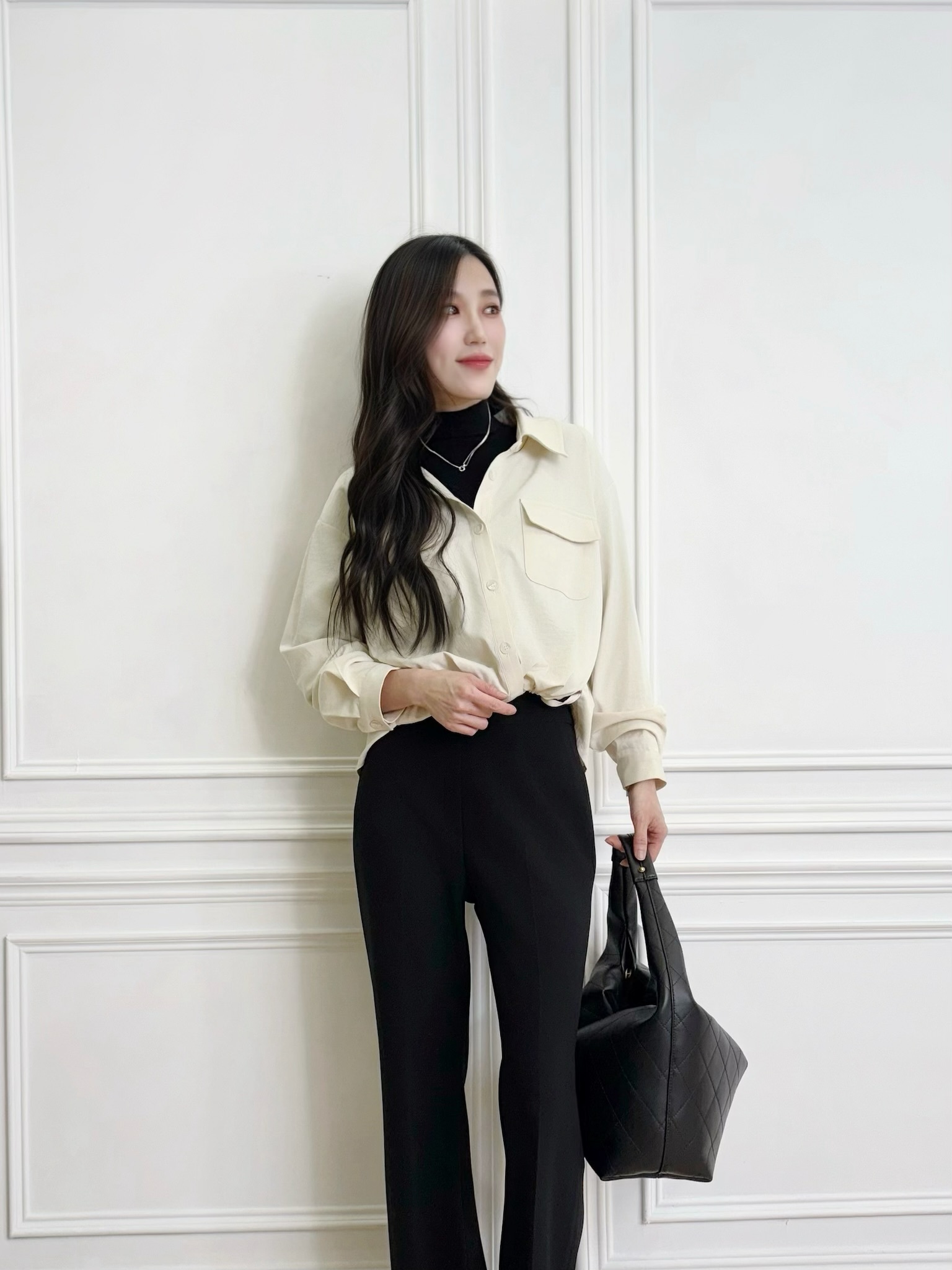 舒適下抽繩雙口袋襯衫