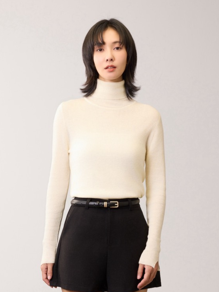 2603 高領細節質感內搭上衣(6%羊毛）