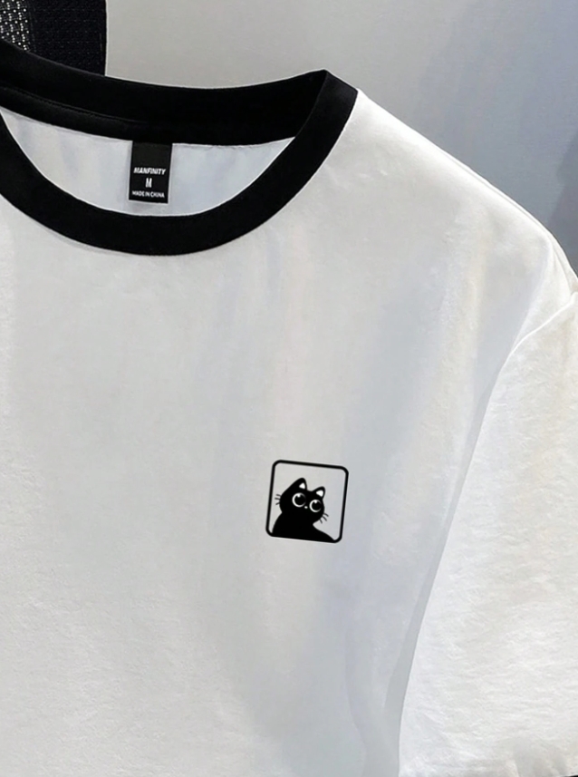 KADMAX大尺碼-大碼男可愛黑貓短袖TEE〈KSMS2736〉