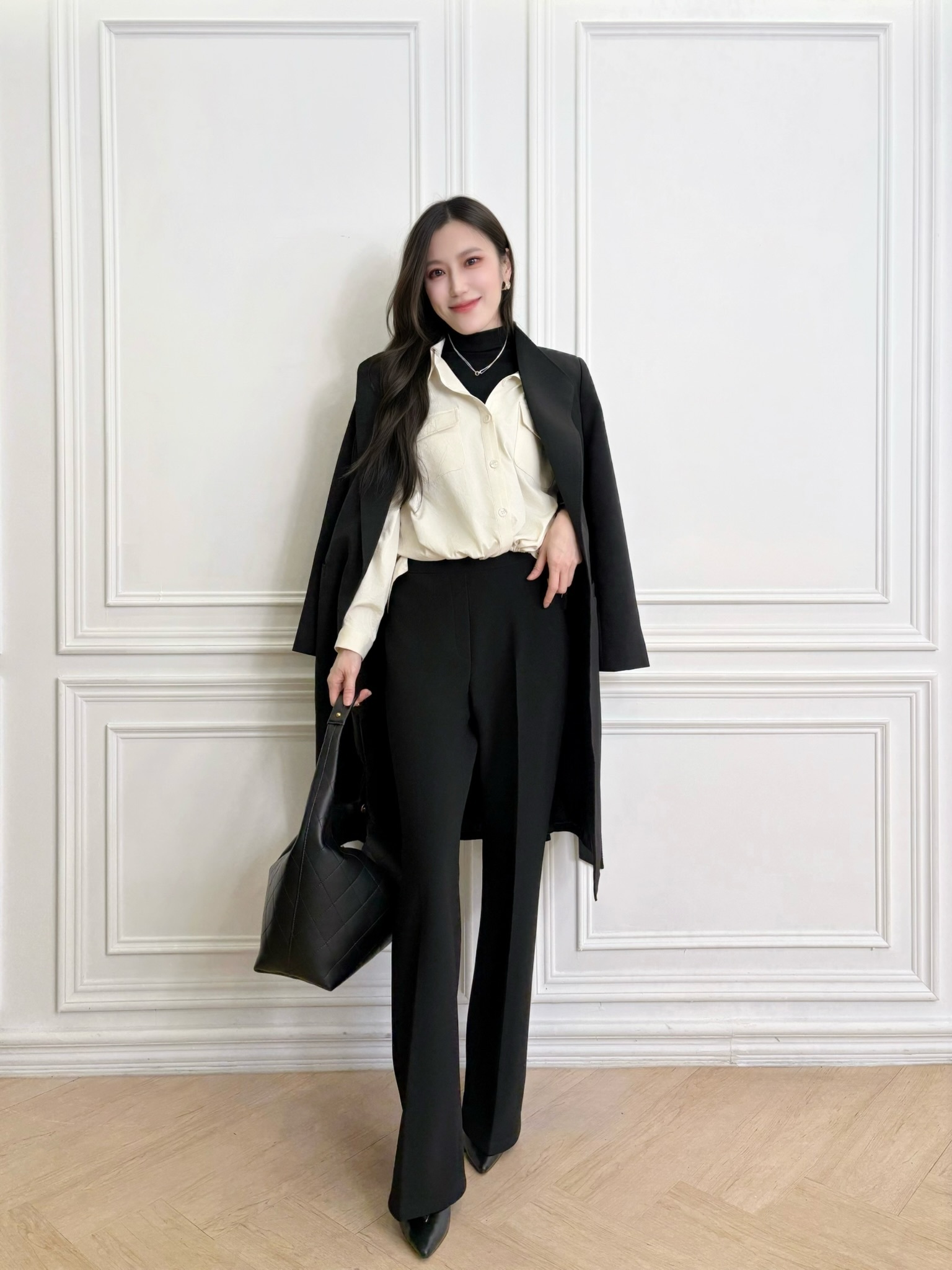 ( JS )高級修身簡約大衣-鍾愛黑