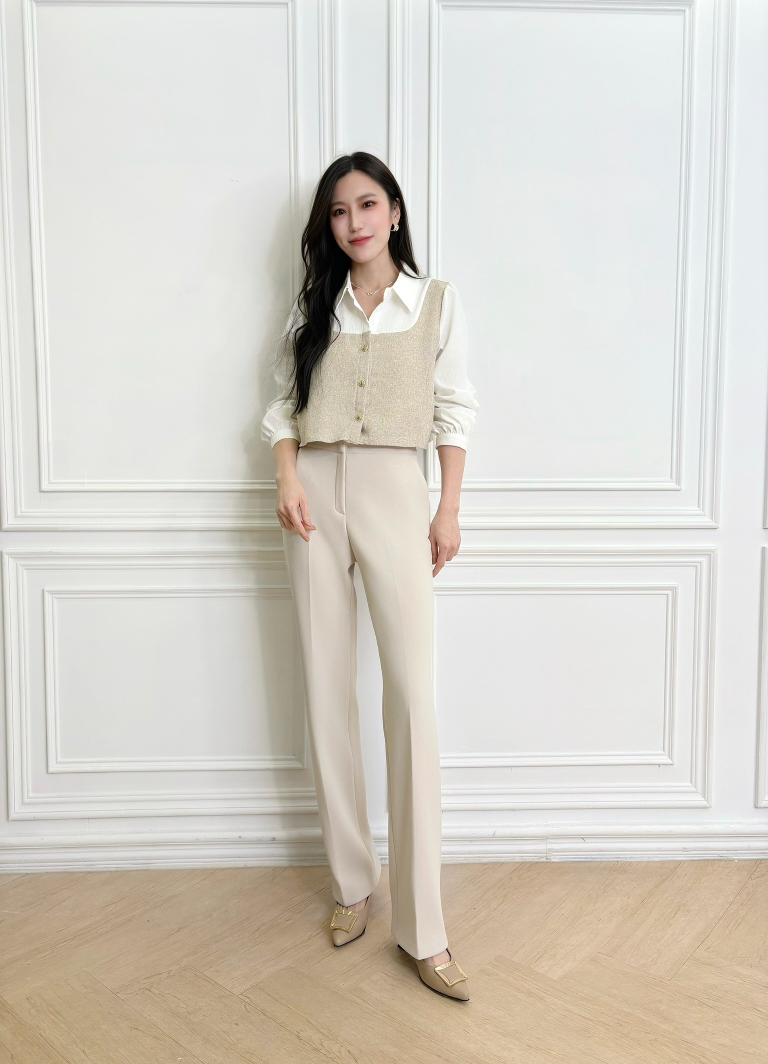 顯腿長刷絨合身褲