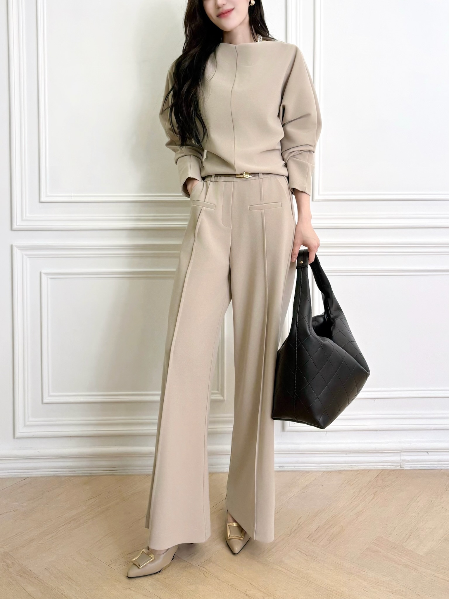 極致舒適!腰間抓皺棉料套裝