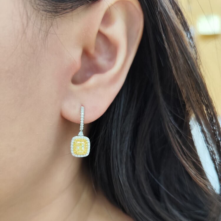 天然黃鑽耳環(GIA証書)