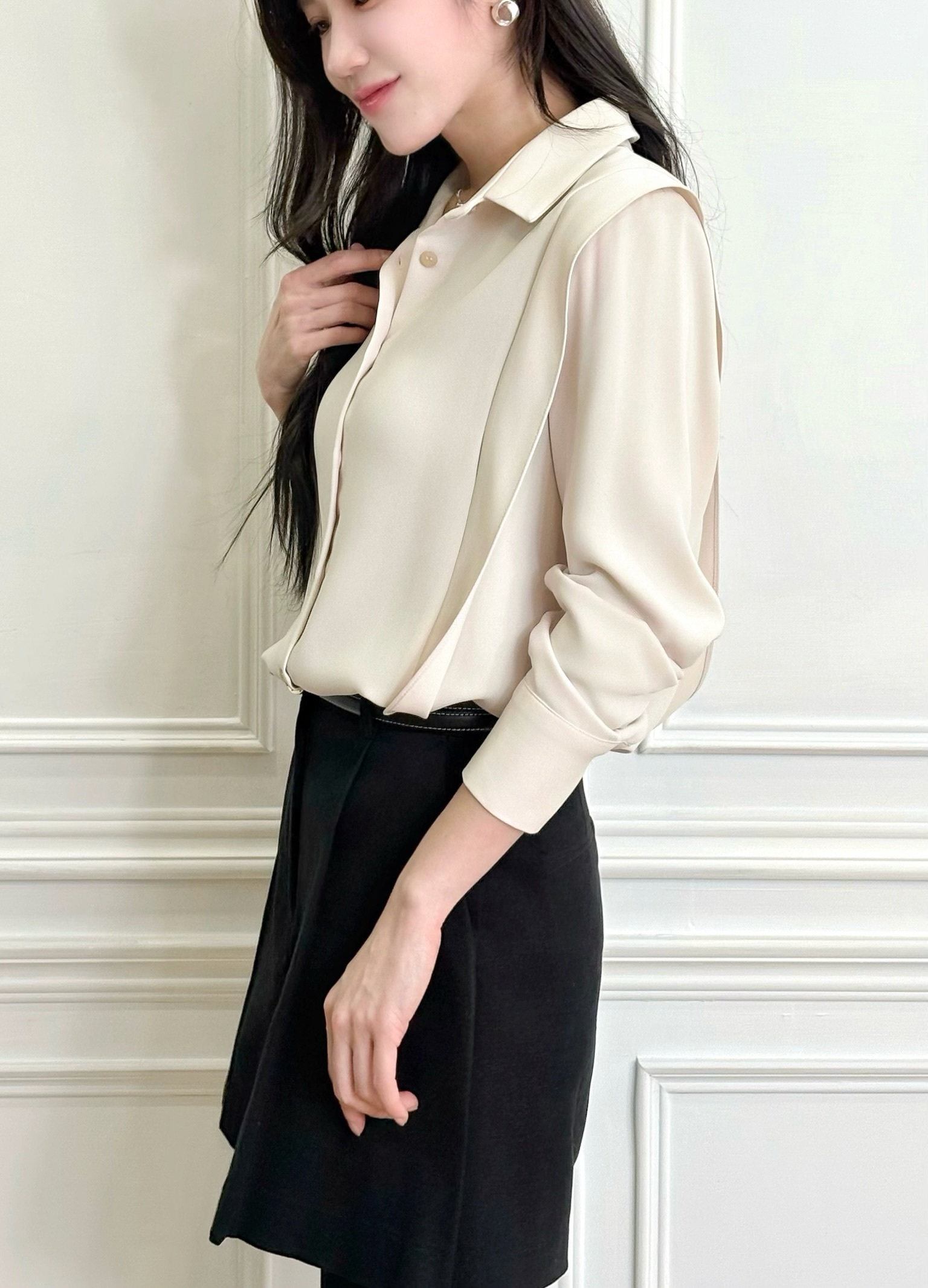 翻領肩雙裁片襯衫