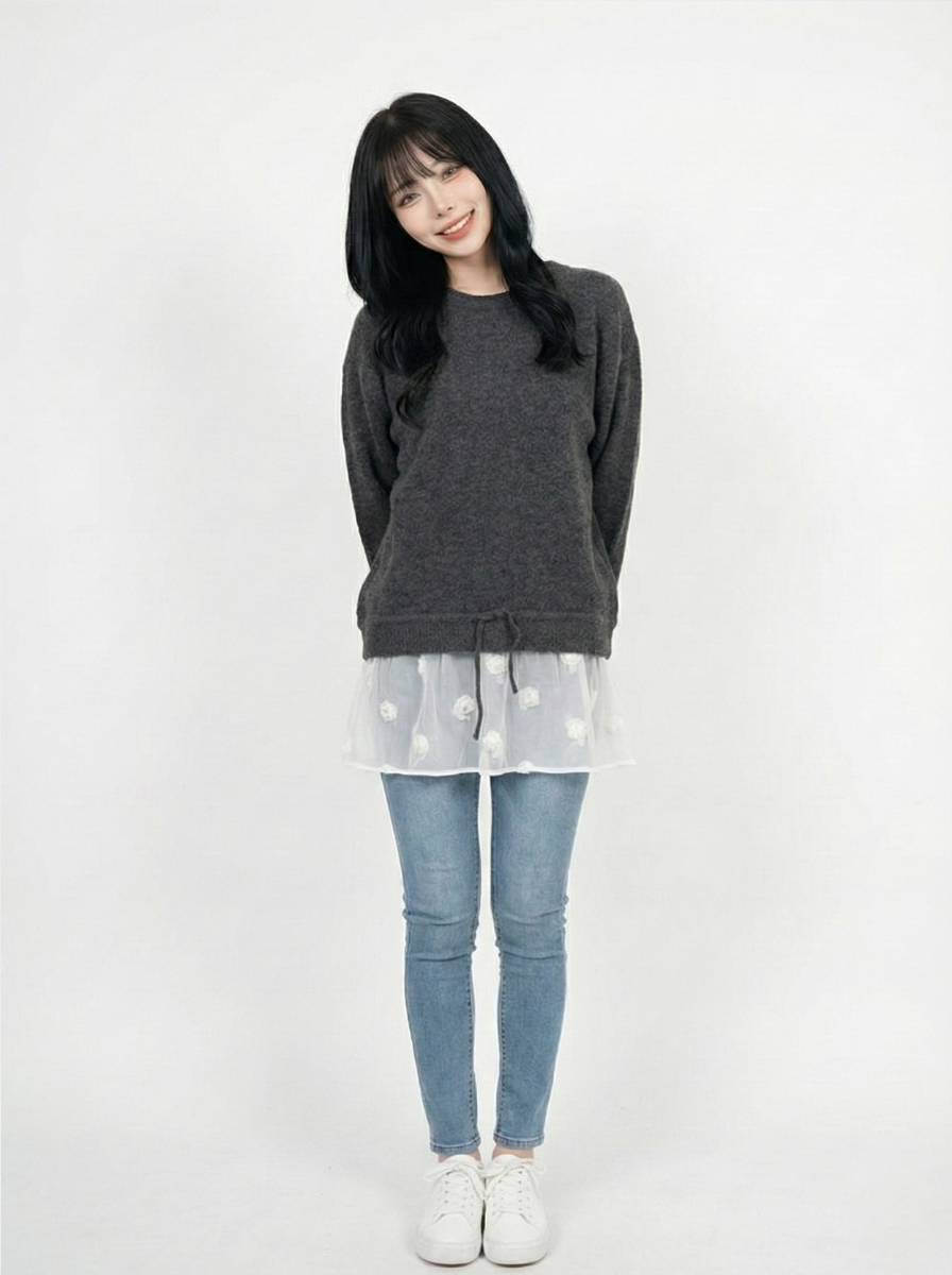 ODO 冷衫 花朵針織束腰 TOP