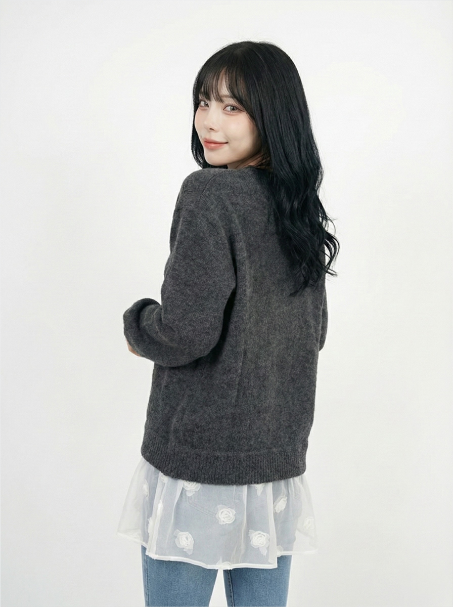 ODO 冷衫 花朵針織束腰 TOP