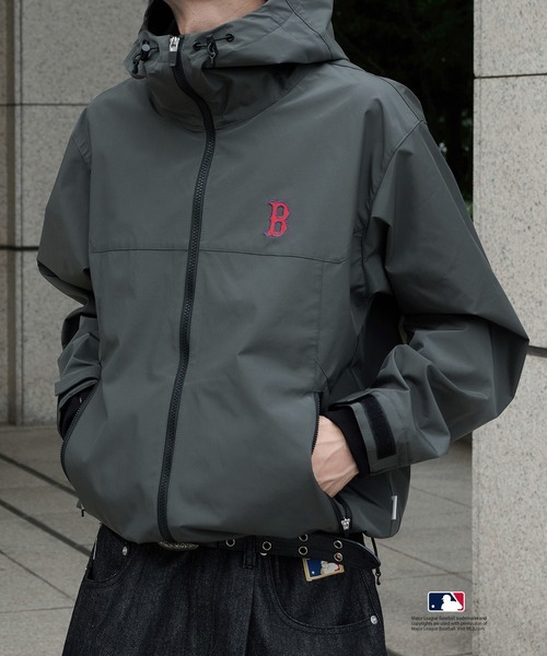 日本🇯🇵連線 Perushu x MLB 日本支線 刺繡Logo連帽防風外套 防潑水 寬鬆 隊徽刺繡 3色(任買兩件7-11免運)/預購