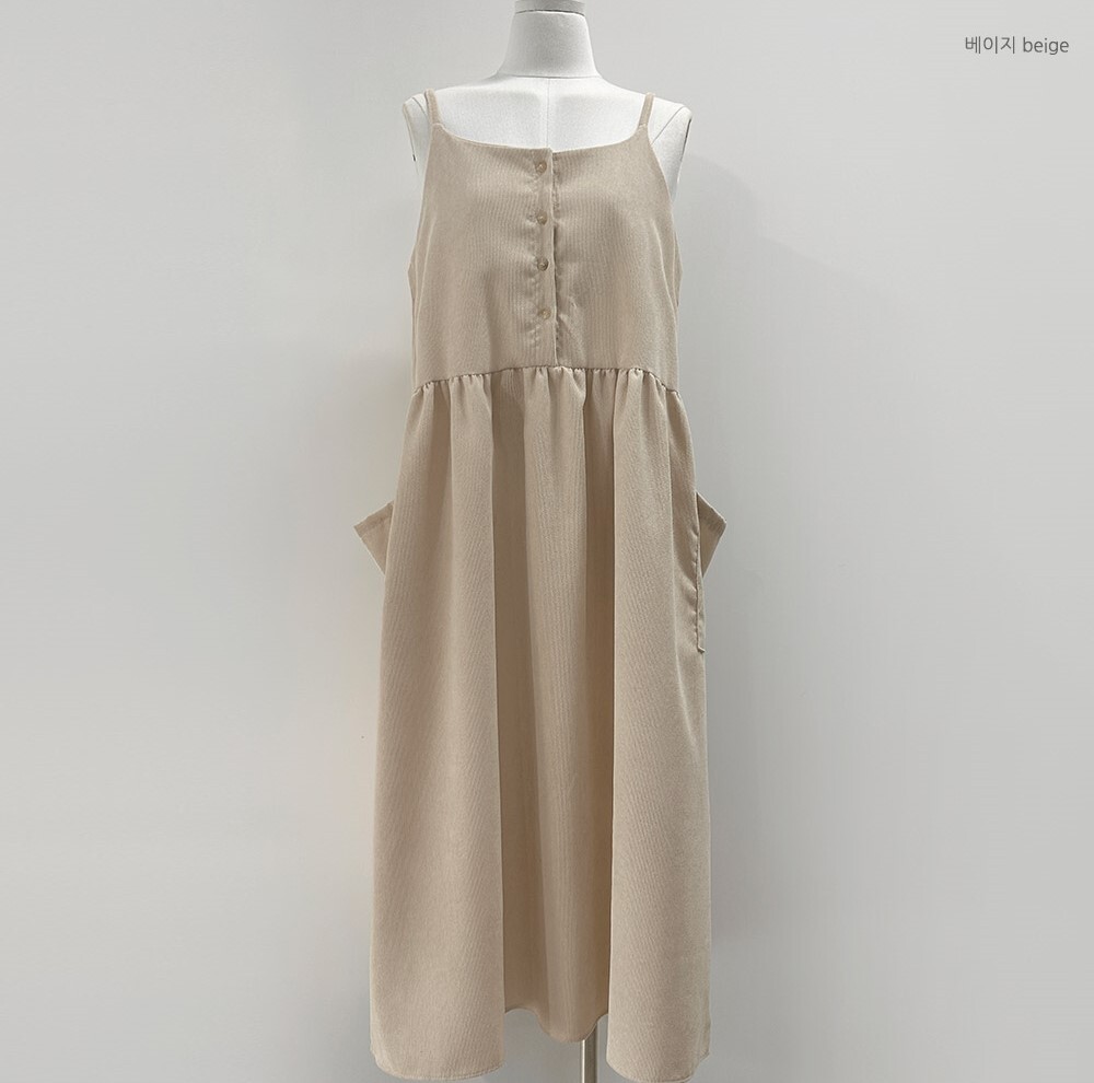 韓國grace muse授權 冬紛可愛燈芯絨雙口袋排釦洋裝