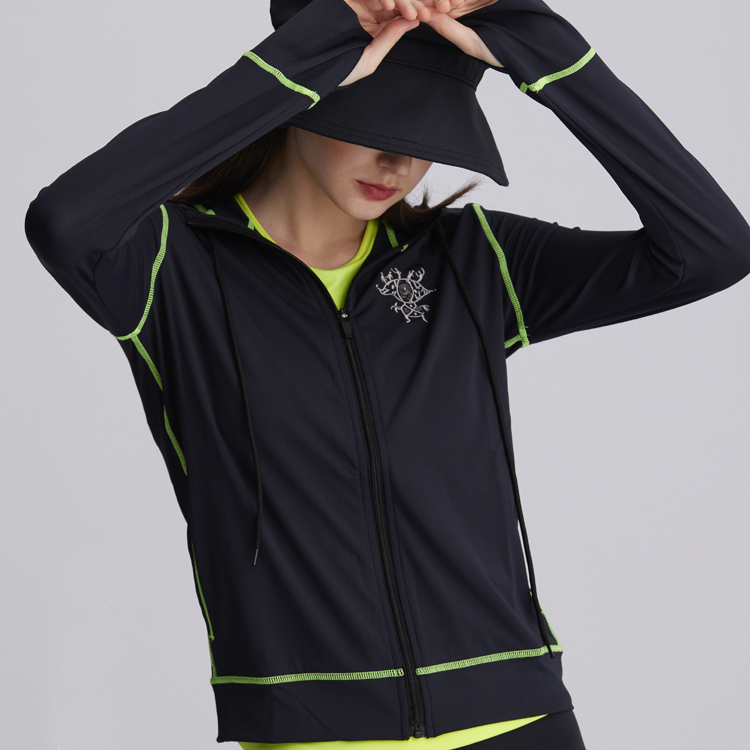 Fashion Contrast drawstring hooded jacket