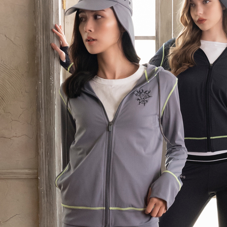 Fashion Contrast drawstring hooded jacket