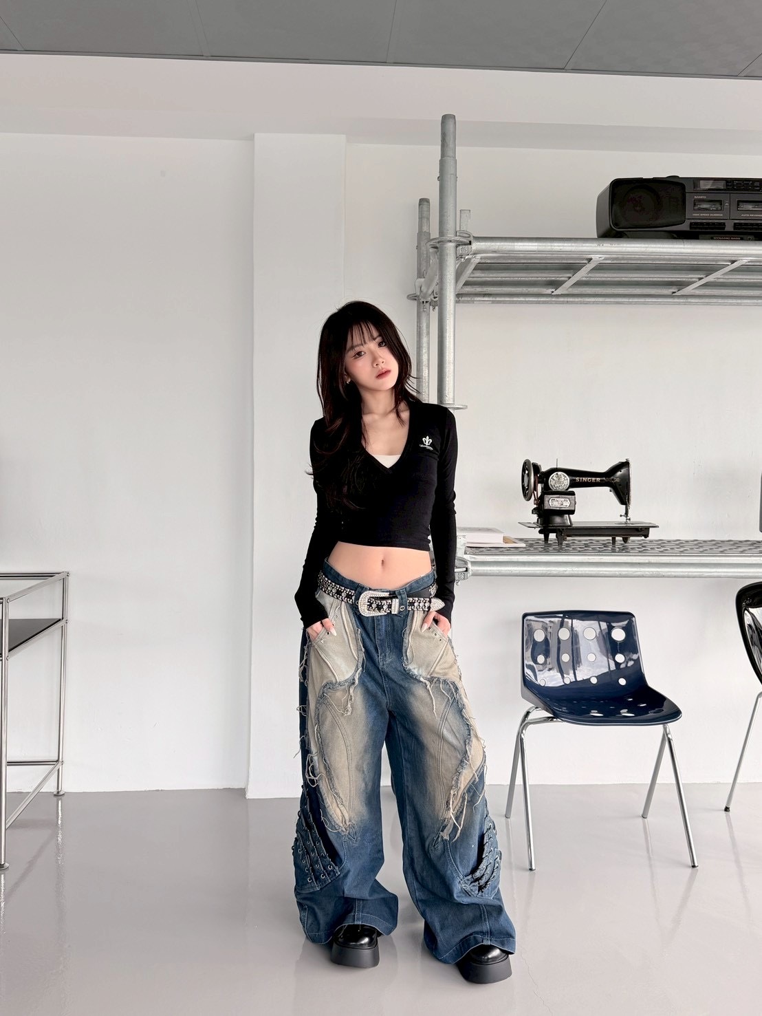 耍帥秘笈 重工結構牛仔褲2colors