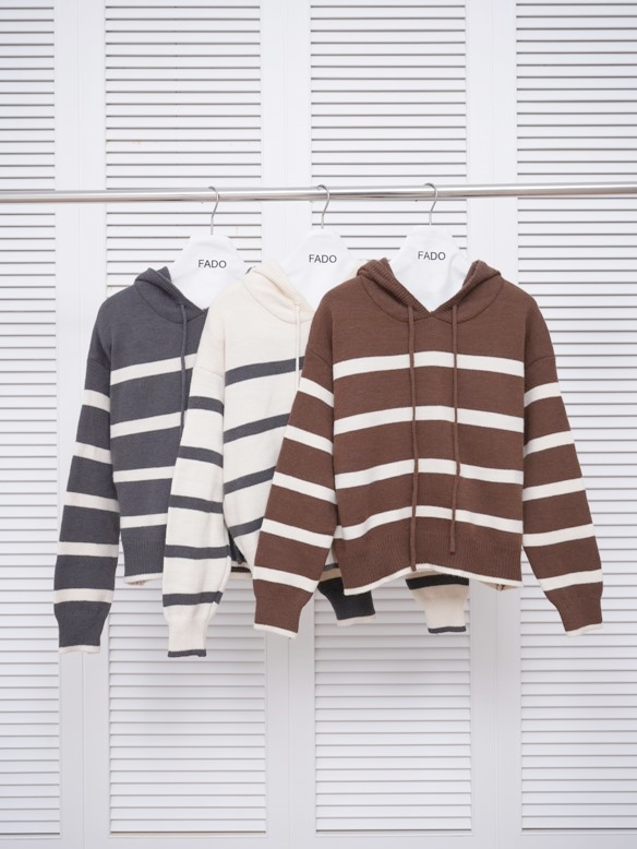 法朵Fado shop｜連帽橫條紋針織衫 0114087 三色