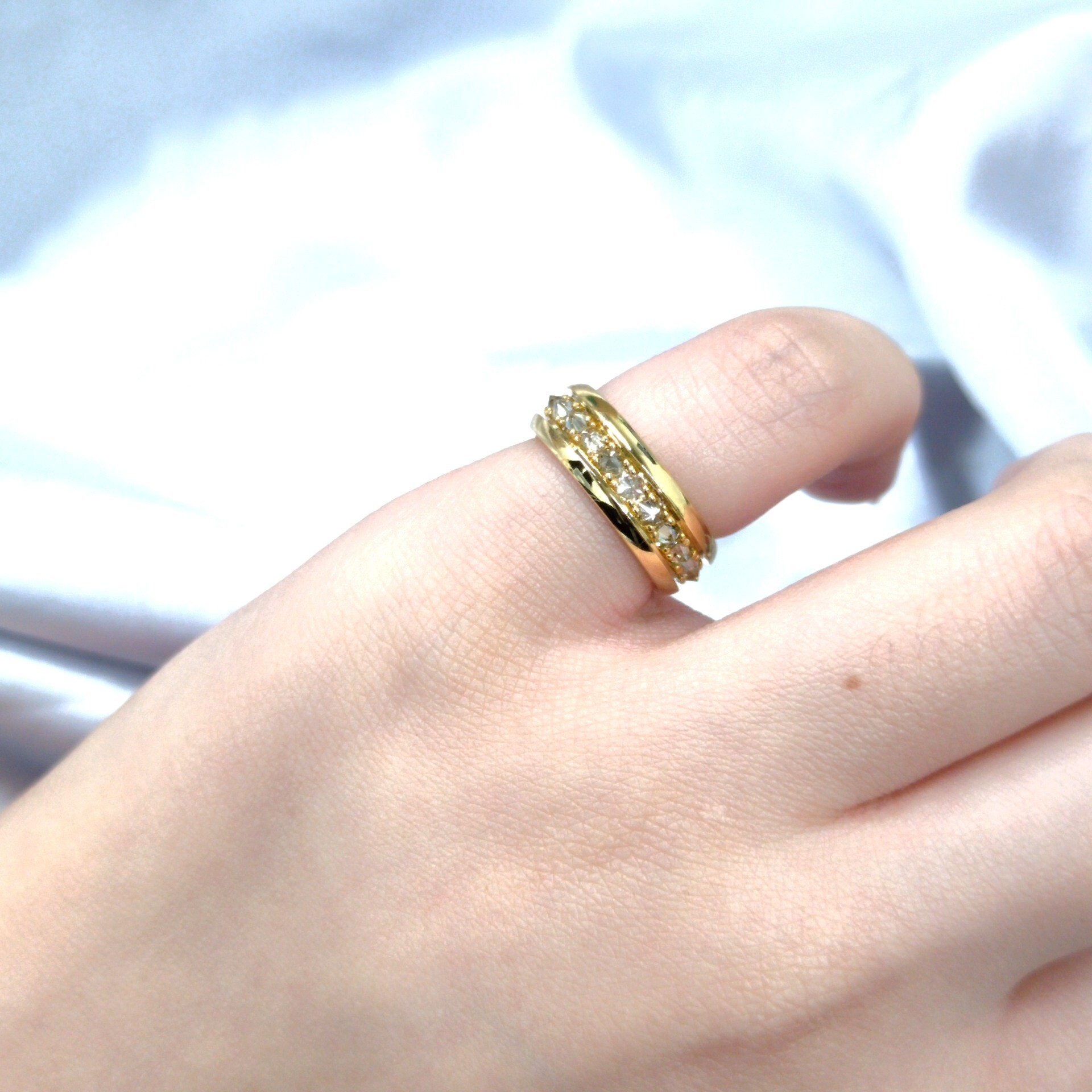 全新18K黃金92份鑽石全圈戒指