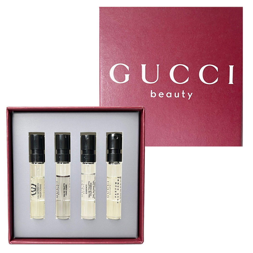 GUCCI GULITY 罪愛系列男性迷你針管禮盒(4X1.5ml)-(罪愛淡香水+罪愛淡香精+罪愛香精(PARFUM)+罪愛真摯淡香水)