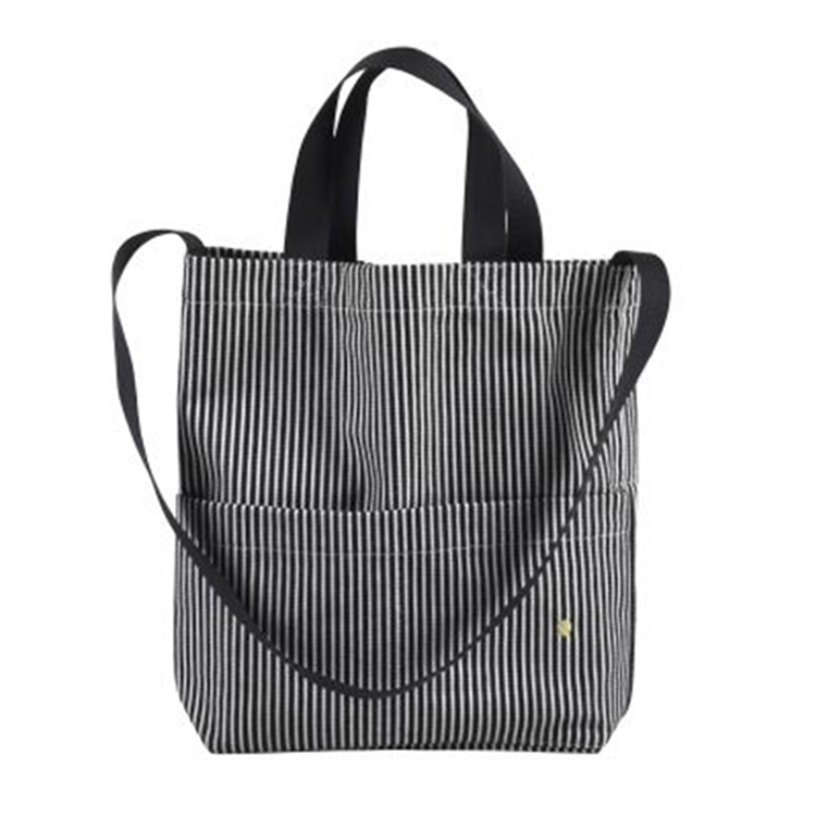(預購4/30)法國La cerise sur le gâteau 有機棉城市托特包-黑條紋