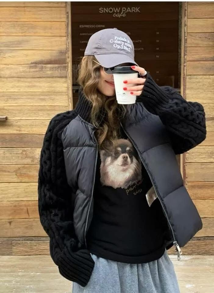 ᴴᴼᵀ ▸▸店長推薦◃◃ 秋冬新款/厚磅麻花編織拼接羽絨外套 MANIFEST正韓🇰🇷