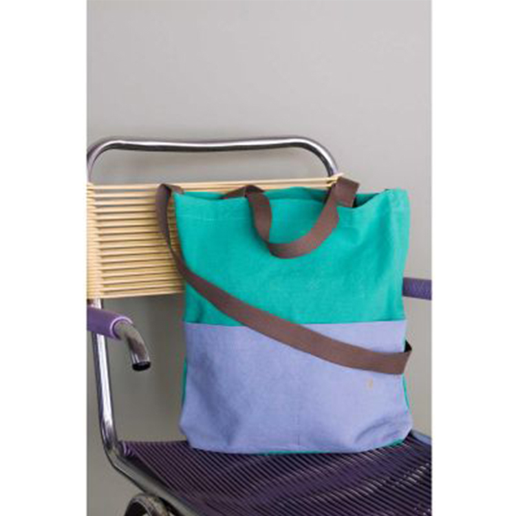 (預購3/31)法國La cerise sur le gâteau 有機棉城市托特包-灰藍x鼠尾草綠