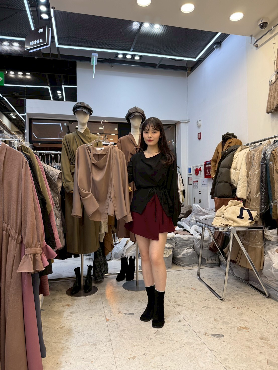 MG5402 開叉混紡綁繩上衣