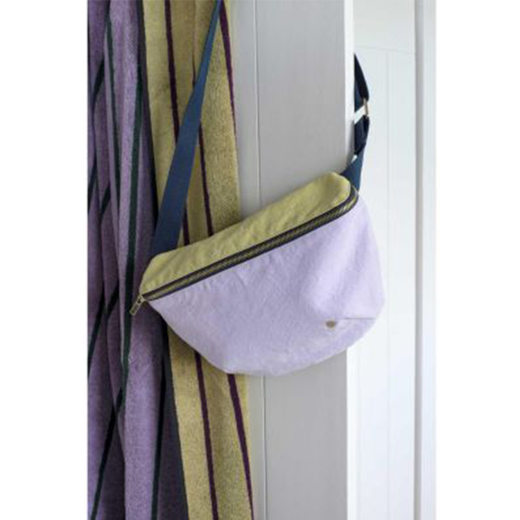 (預購3/31)法國La cerise sur le gâteau 有機棉時尚腰包-奶油黃x粉霧丁香紫