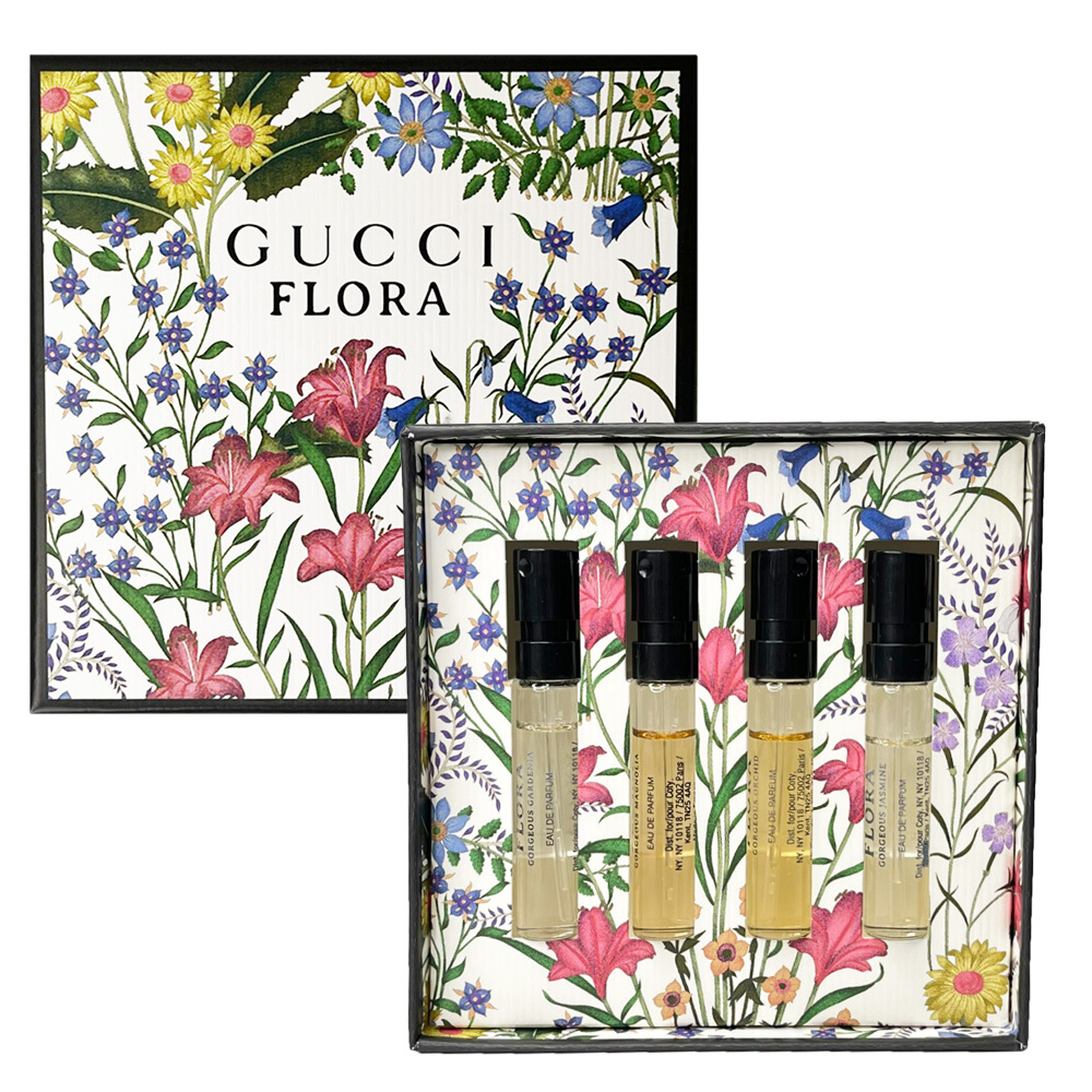 GUCCI FLORA 女性淡香精針管禮盒 (4X1.5ml) -梔子花+茉莉花+木蘭花+蘭花