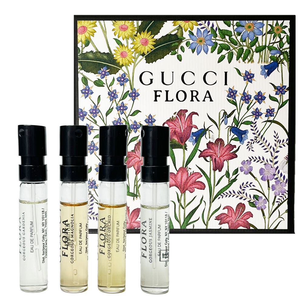 GUCCI FLORA 女性淡香精針管禮盒 (4X1.5ml) -梔子花+茉莉花+木蘭花+蘭花