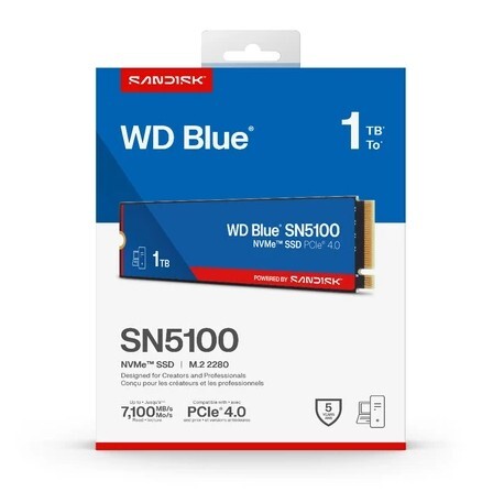 WD Blue SN5100 NVMe SSD Pcle 4.0 M.2 2280 固態硬碟 1TB/2TB