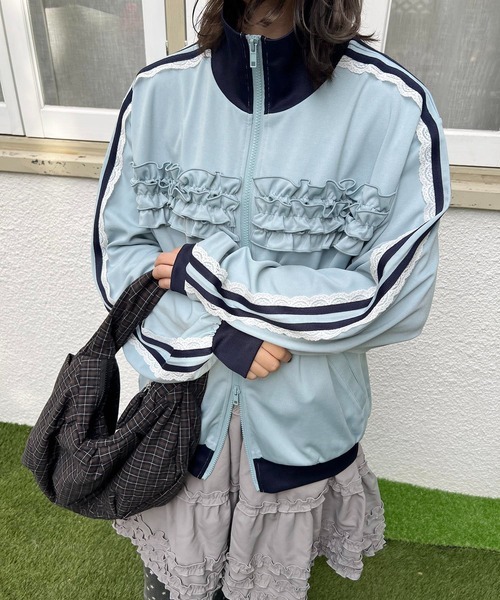 日本預訂 WINTER SALE WO Frill gathered track jacket