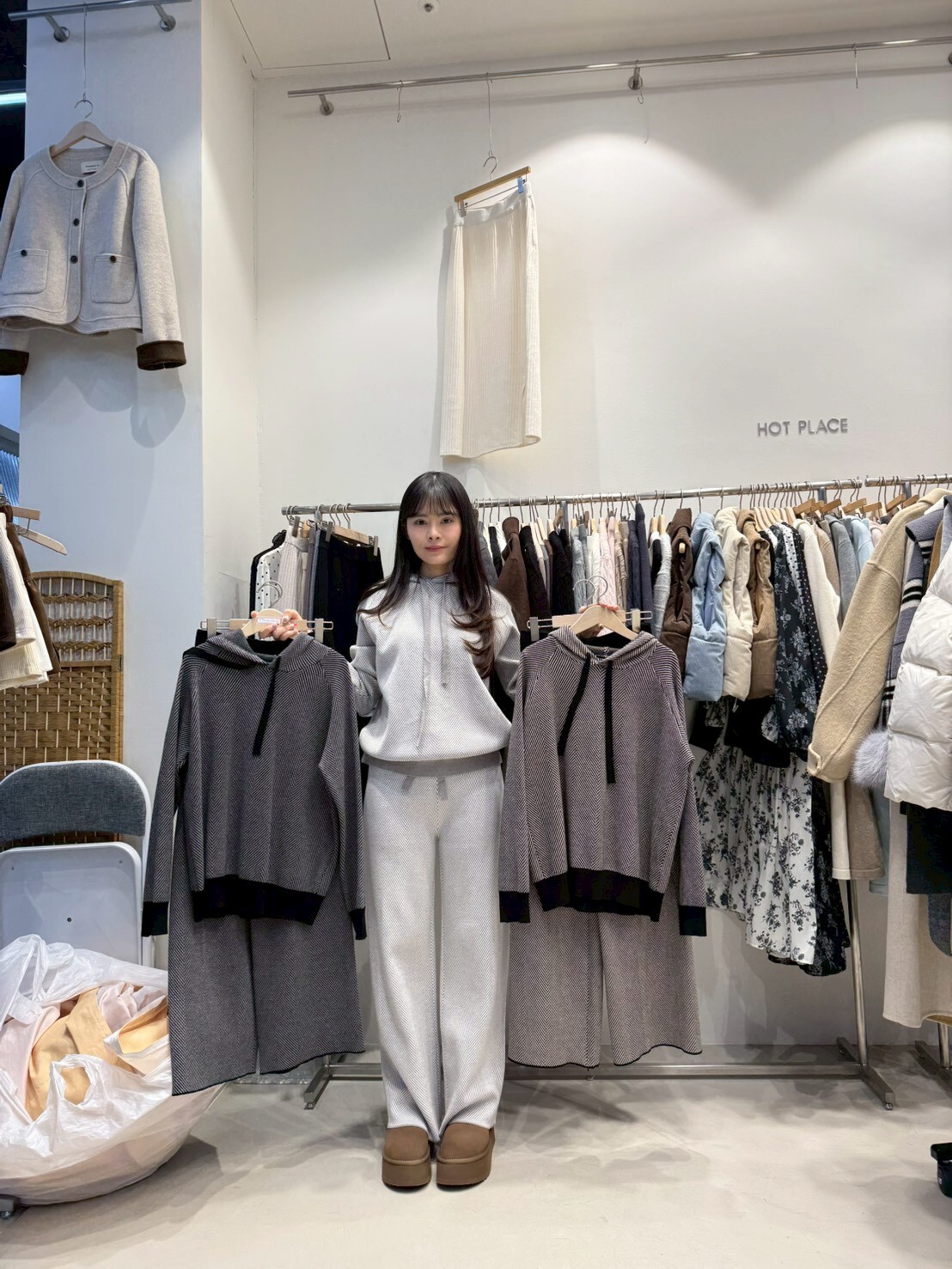 HP5411 人字暗紋連帽套裝