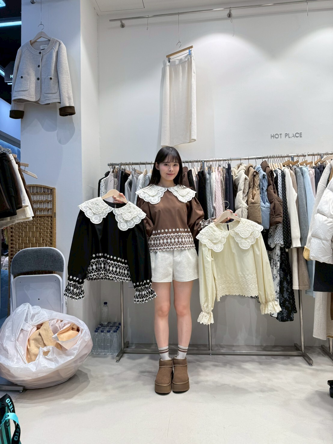 HP5463 通花水手領刺繡上衣