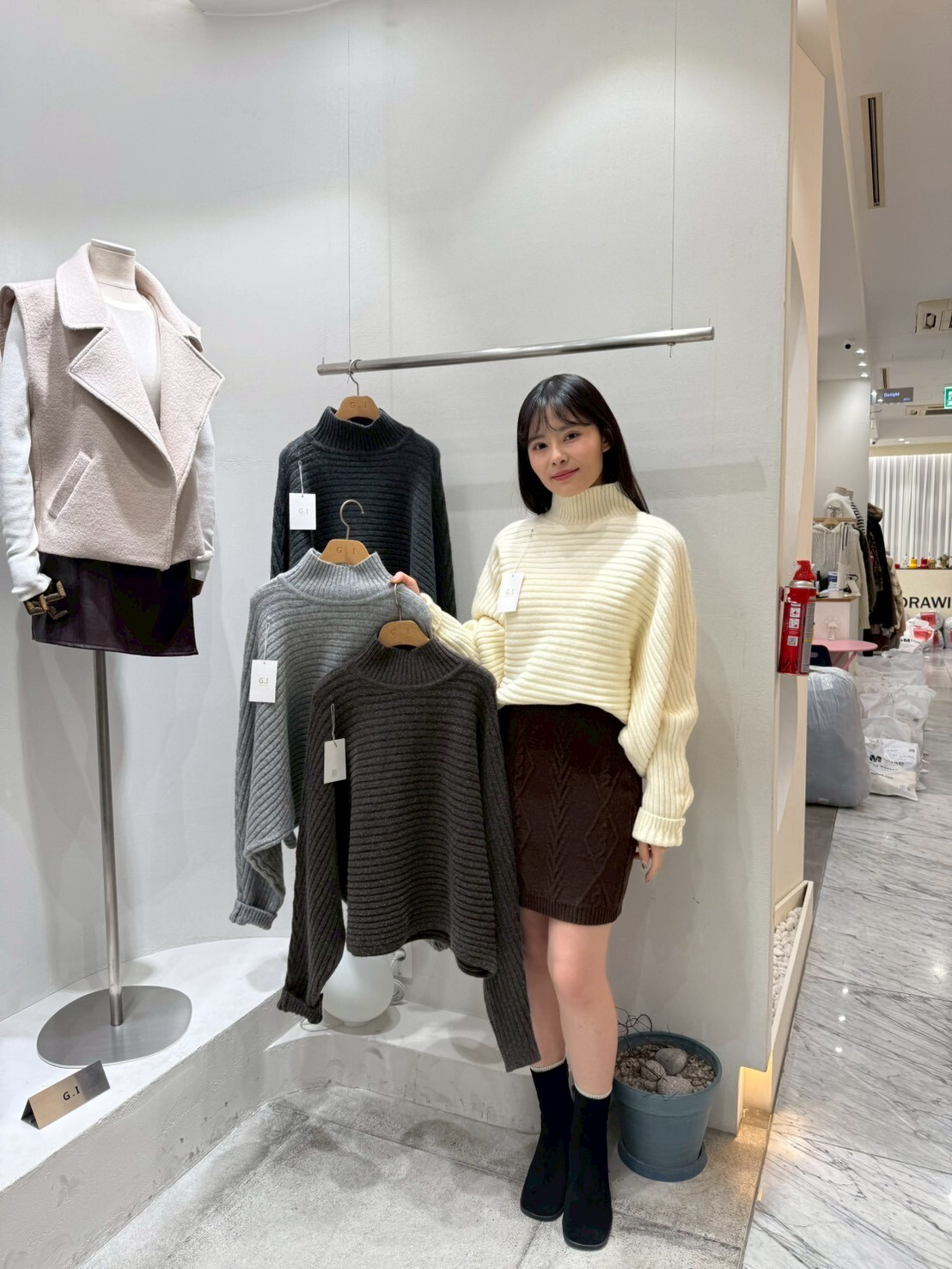 GI5406 高領羅紋飛鼠袖針織毛衣