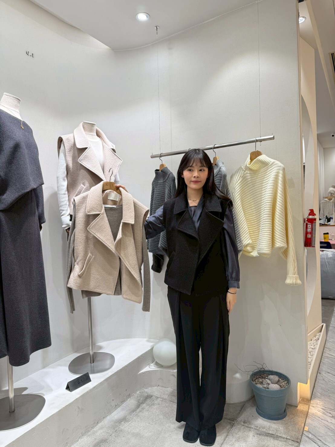 GI5403 韓女反領羊毛西裝背心