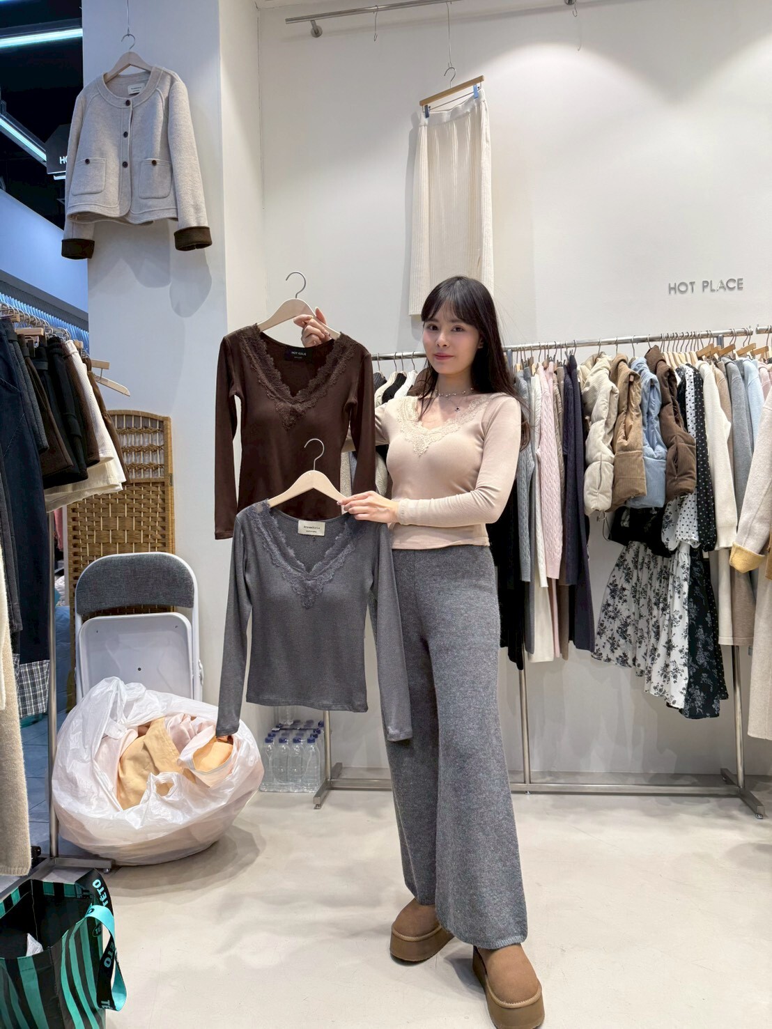 HP5449 蕾絲V領上衣