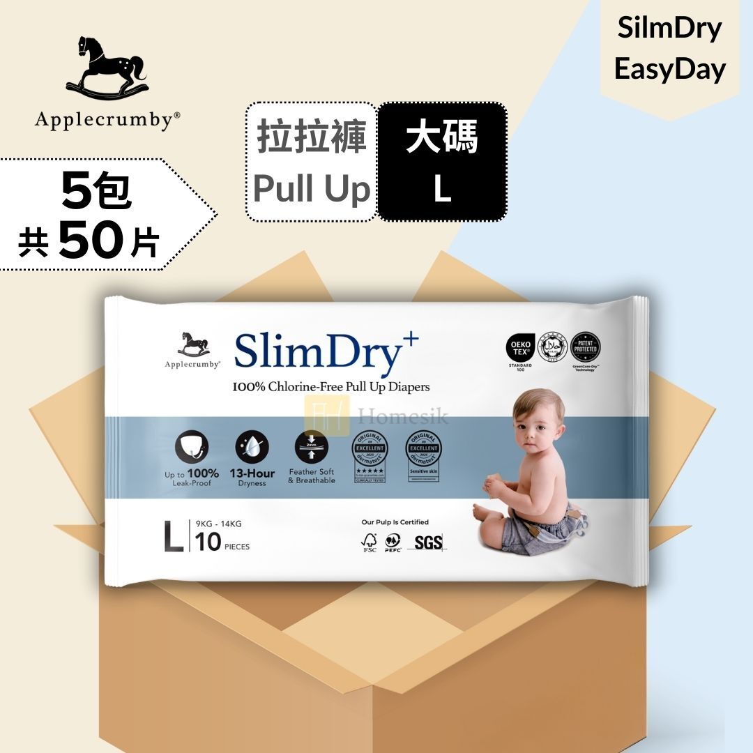 [原箱優惠] SlimDry 嬰兒日用拉拉褲 - 大碼 10片 x 5包 學習褲
