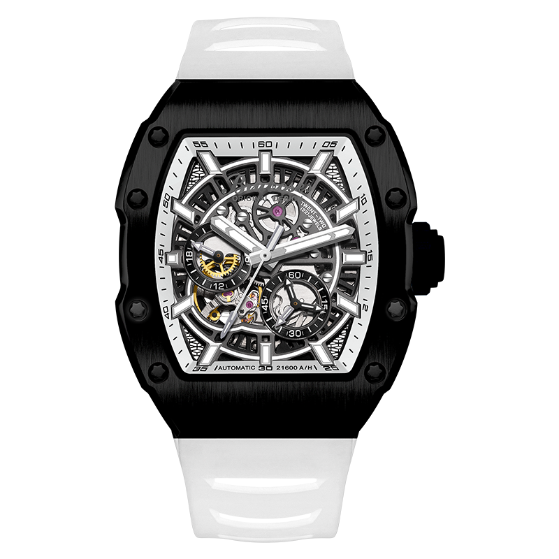 【Bruboses 巴伯思】BBS-002機甲先鋒系列 鏤空背蓋 帶日期 防水30米 夜光指針 機械 手錶